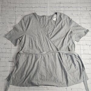 NEW LOFT Womens Plus Size 20/22 Gray Cardigan Tie Lightweight Short‎ Sleeve